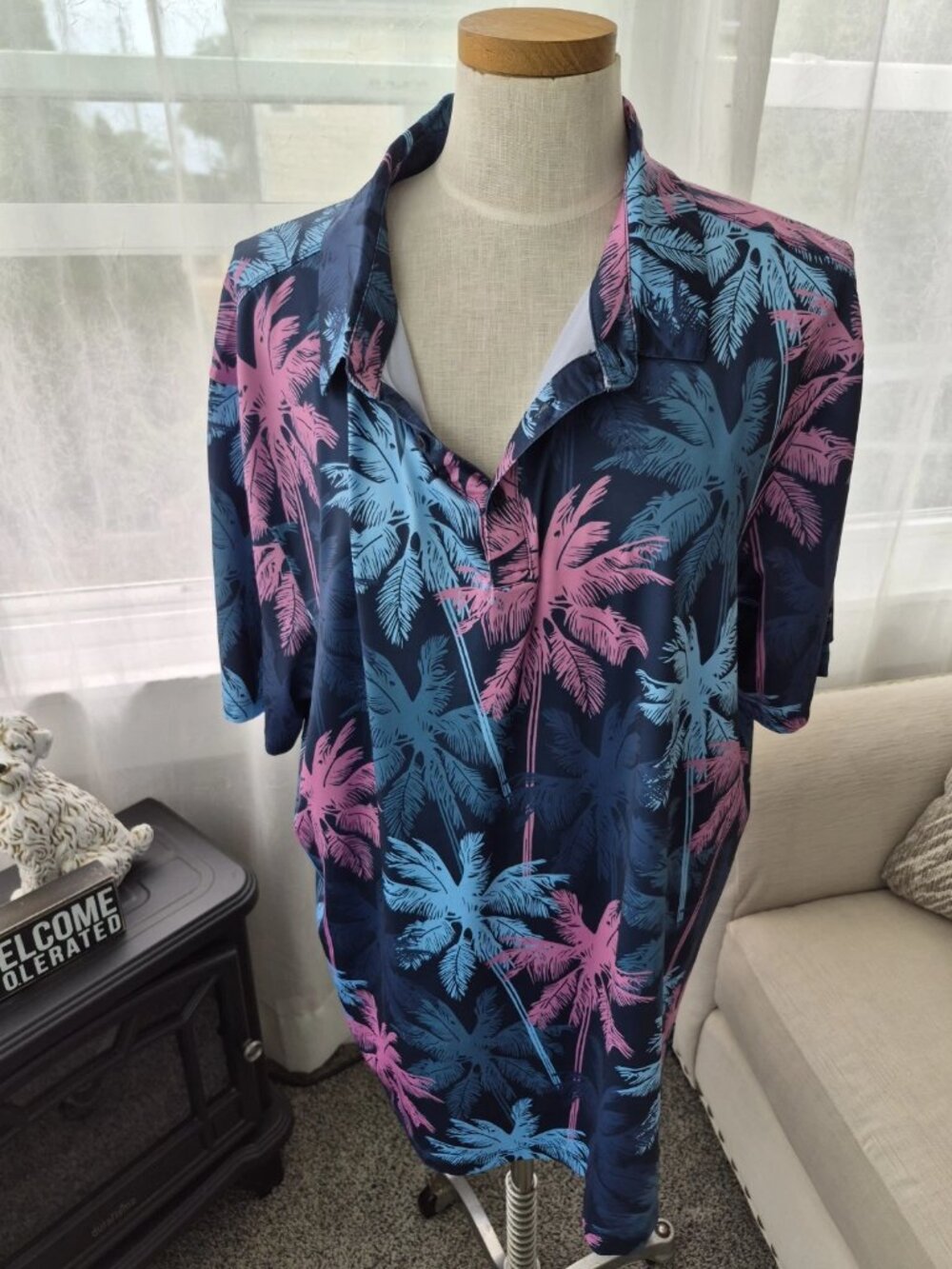 Men's Greenside Golf Polo XXL Colorful Tropical Print Poly Lightweight Summer